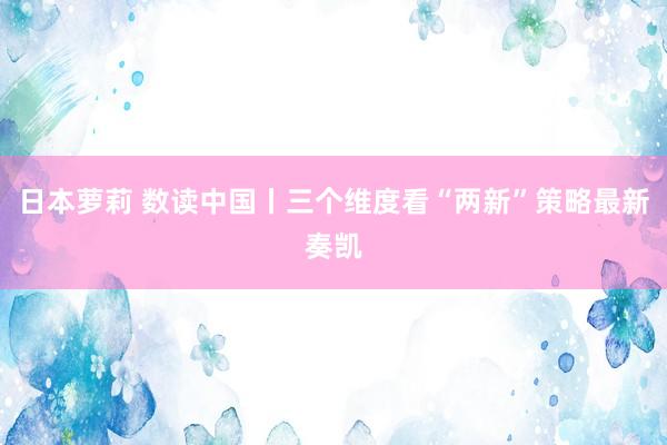 日本萝莉 数读中国丨三个维度看“两新”策略最新奏凯