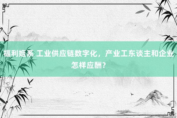 福利姬系 工业供应链数字化，产业工东谈主和企业怎样应酬？