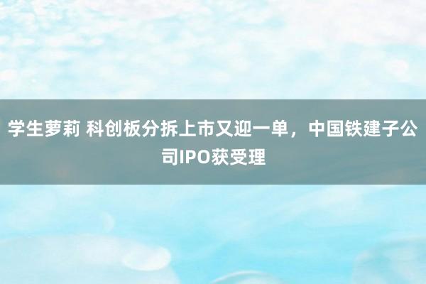 学生萝莉 科创板分拆上市又迎一单，中国铁建子公司IPO获受理