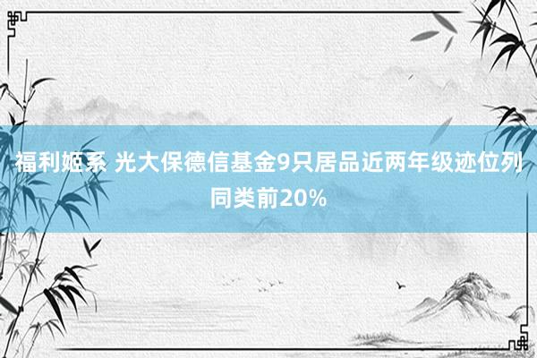 福利姬系 光大保德信基金9只居品近两年级迹位列同类前20%