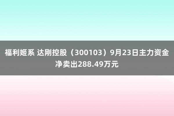 福利姬系 达刚控股（300103）9月23日主力资金净卖出288.49万元