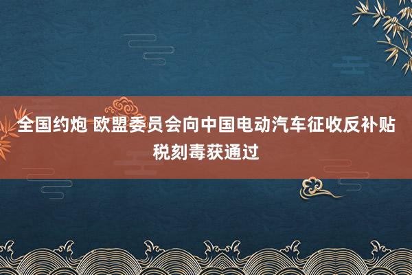 全国约炮 欧盟委员会向中国电动汽车征收反补贴税刻毒获通过