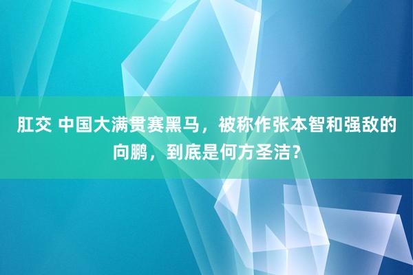 肛交 中国大满贯赛黑马，被称作张本智和强敌的向鹏，到底是何方圣洁？