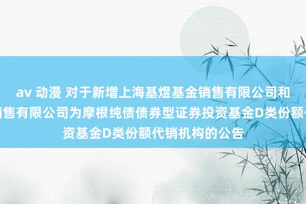 av 动漫 对于新增上海基煜基金销售有限公司和上海天天基金销售有限公司为摩根纯债债券型证券投资基金D类份额代销机构的公告