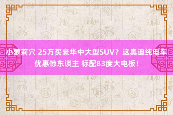 小萝莉穴 25万买豪华中大型SUV？这奥迪纯电车优惠惊东谈主 标配83度大电板！