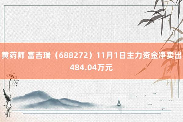 黄药师 富吉瑞（688272）11月1日主力资金净卖出484.04万元