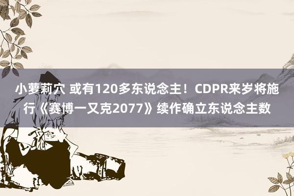 小萝莉穴 或有120多东说念主！CDPR来岁将施行《赛博一又克2077》续作确立东说念主数