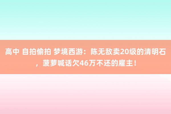 高中 自拍偷拍 梦境西游：陈无敌卖20级的清明石，菠萝喊话欠46万不还的雇主！