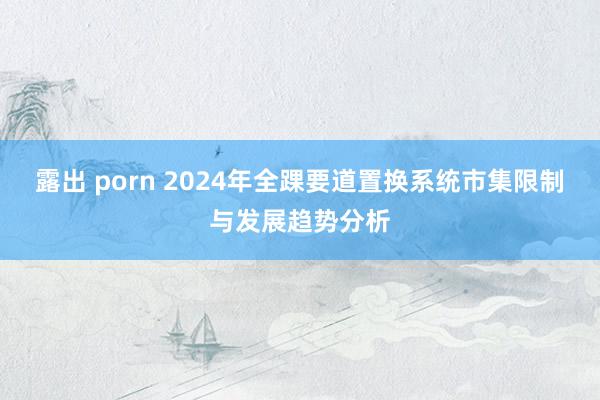 露出 porn 2024年全踝要道置换系统市集限制与发展趋势分析