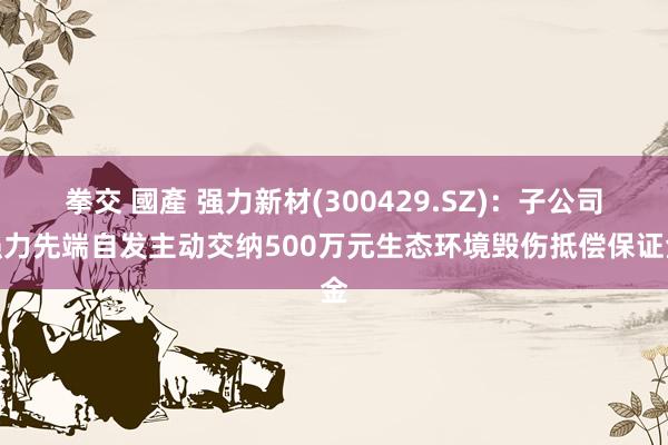 拳交 國產 强力新材(300429.SZ)：子公司强力先端自发主动交纳500万元生态环境毁伤抵偿保证金