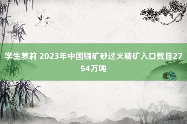 学生萝莉 2023年中国铜矿砂过火精矿入口数目2754万吨