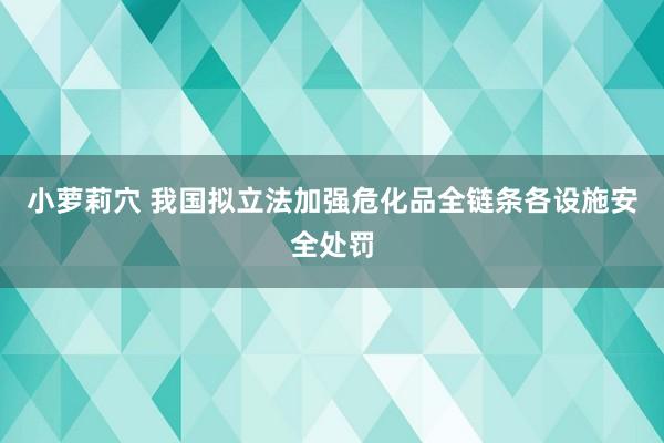 小萝莉穴 我国拟立法加强危化品全链条各设施安全处罚