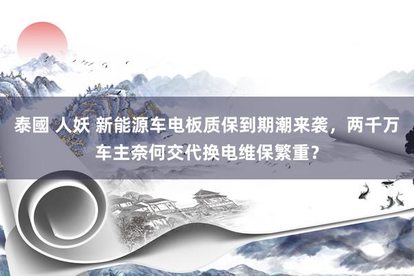 泰國 人妖 新能源车电板质保到期潮来袭，两千万车主奈何交代换电维保繁重？