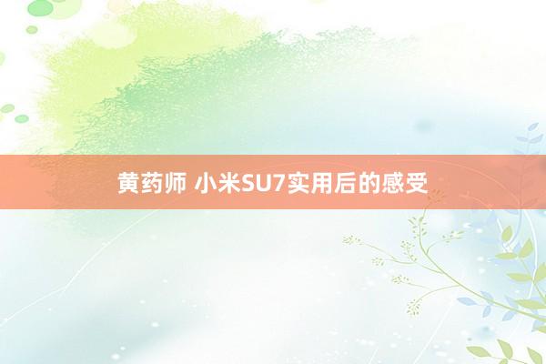 黄药师 小米SU7实用后的感受