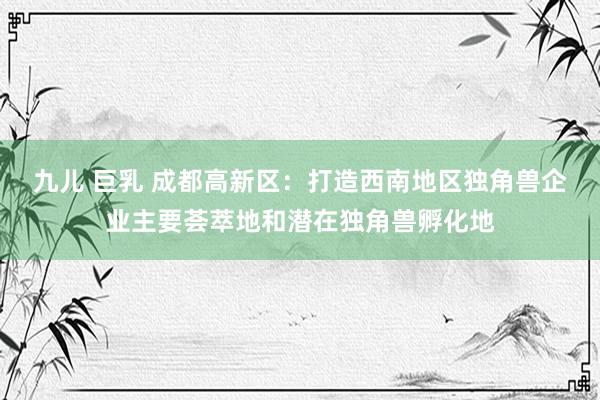 九儿 巨乳 成都高新区：打造西南地区独角兽企业主要荟萃地和潜在独角兽孵化地