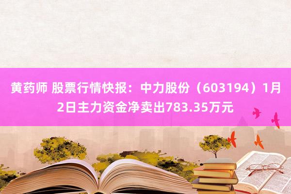 黄药师 股票行情快报：中力股份（603194）1月2日主力资金净卖出783.35万元