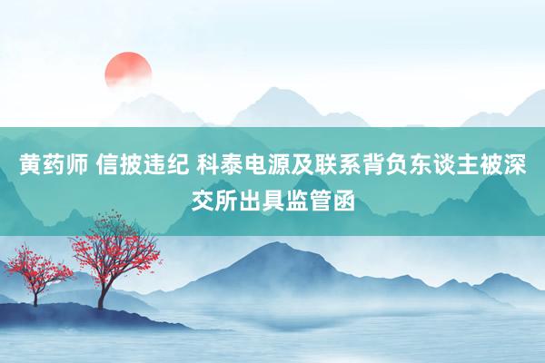 黄药师 信披违纪 科泰电源及联系背负东谈主被深交所出具监管函