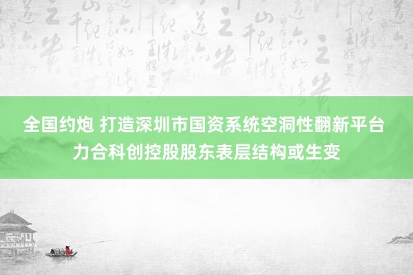 全国约炮 打造深圳市国资系统空洞性翻新平台 力合科创控股股东表层结构或生变