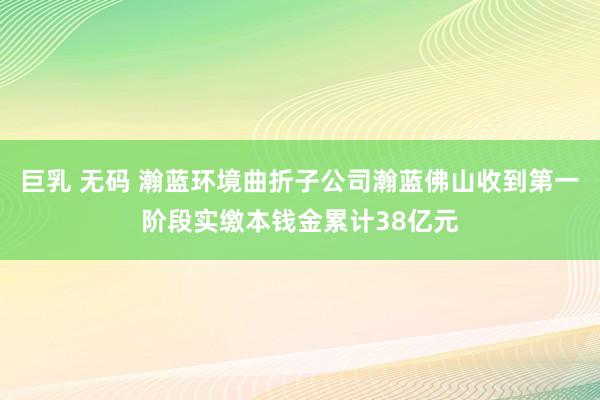 巨乳 无码 瀚蓝环境曲折子公司瀚蓝佛山收到第一阶段实缴本钱金累计38亿元