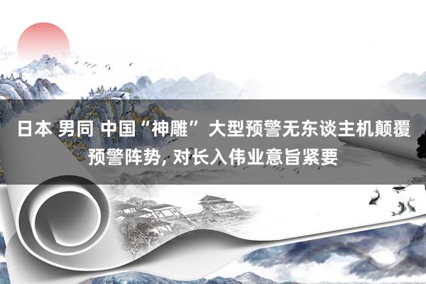 日本 男同 中国“神雕” 大型预警无东谈主机颠覆预警阵势， 对长入伟业意旨紧要