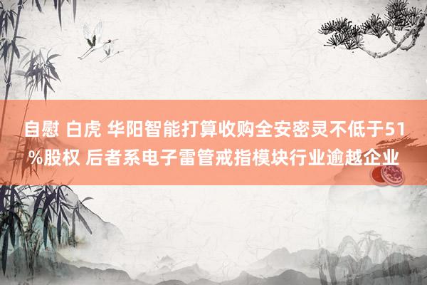 自慰 白虎 华阳智能打算收购全安密灵不低于51%股权 后者系电子雷管戒指模块行业逾越企业