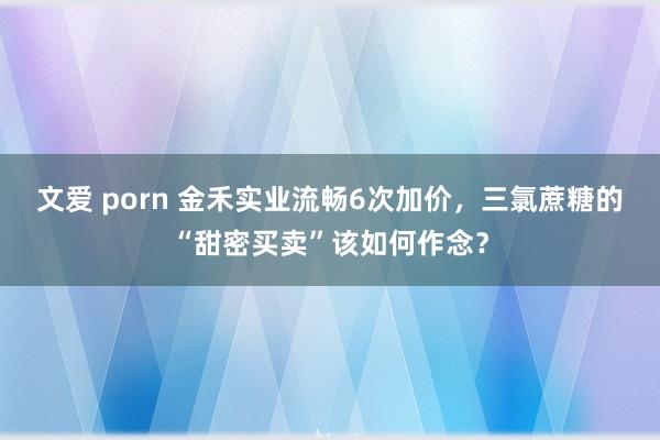 文爱 porn 金禾实业流畅6次加价，三氯蔗糖的“甜密买卖”该如何作念？