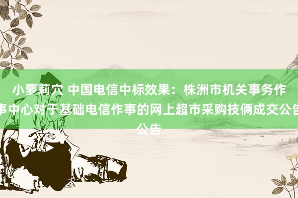 小萝莉穴 中国电信中标效果：株洲市机关事务作事中心对于基础电信作事的网上超市采购技俩成交公告