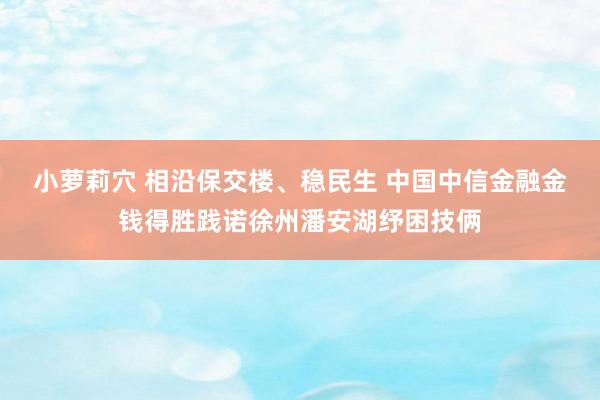 小萝莉穴 相沿保交楼、稳民生 中国中信金融金钱得胜践诺徐州潘安湖纾困技俩