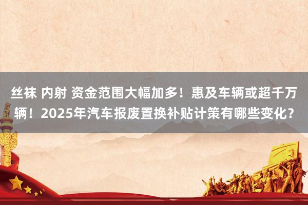 丝袜 内射 资金范围大幅加多！惠及车辆或超千万辆！2025年汽车报废置换补贴计策有哪些变化？