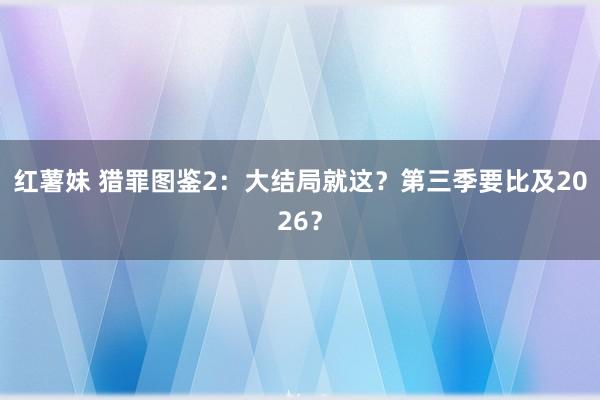 红薯妹 猎罪图鉴2：大结局就这？第三季要比及2026？