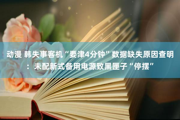 动漫 韩失事客机“要津4分钟”数据缺失原因查明：未配新式备用电源致黑匣子“停摆”