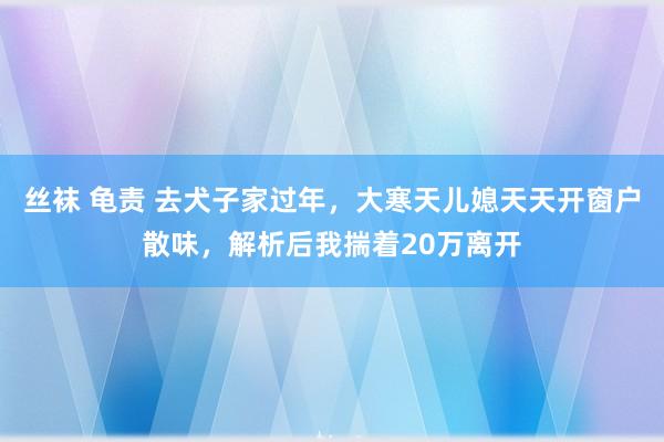 丝袜 龟责 去犬子家过年，大寒天儿媳天天开窗户散味，解析后我揣着20万离开